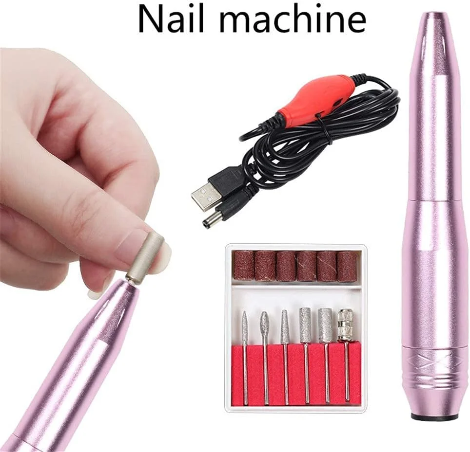 ست سوهان برقی ناخن قابل حمل طرح قلمی TEmkin، مناسب برای مانیکور، از بین بردن لاک ژل، مناسب استفاده حرفه ای در سالن و منزل، شامل ابزار پرداخت و صاف کردن ناخن، A, a