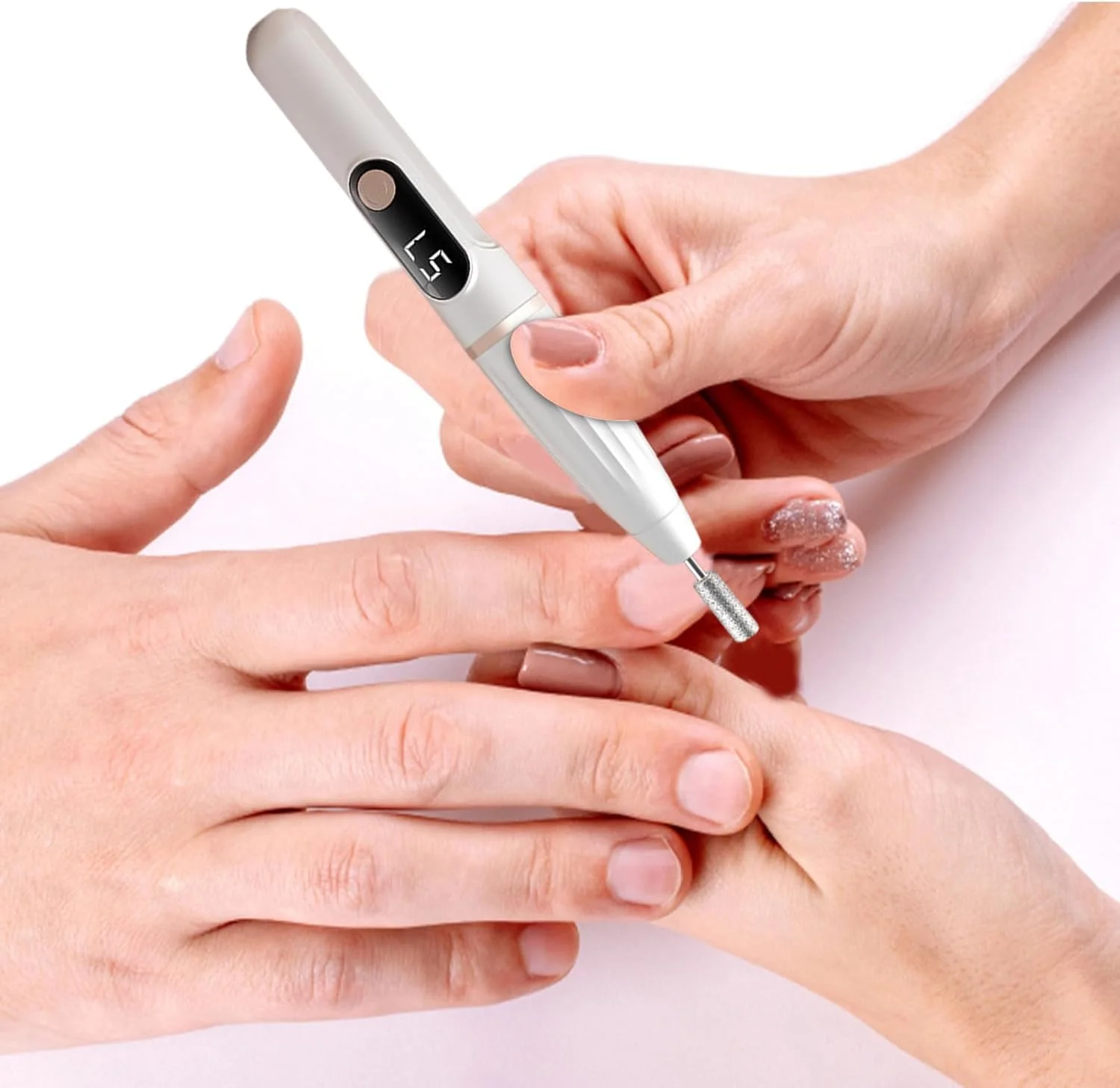 دستگاه سوهان برقی ناخن | سوهان برقی ناخن، فایل برقی ناخن با صفحه نمایش دیجیتال، ابزار قابل حمل پدیکور با قطعات تعویضی، کیت مانیکور برای استفاده در منزل و سالن