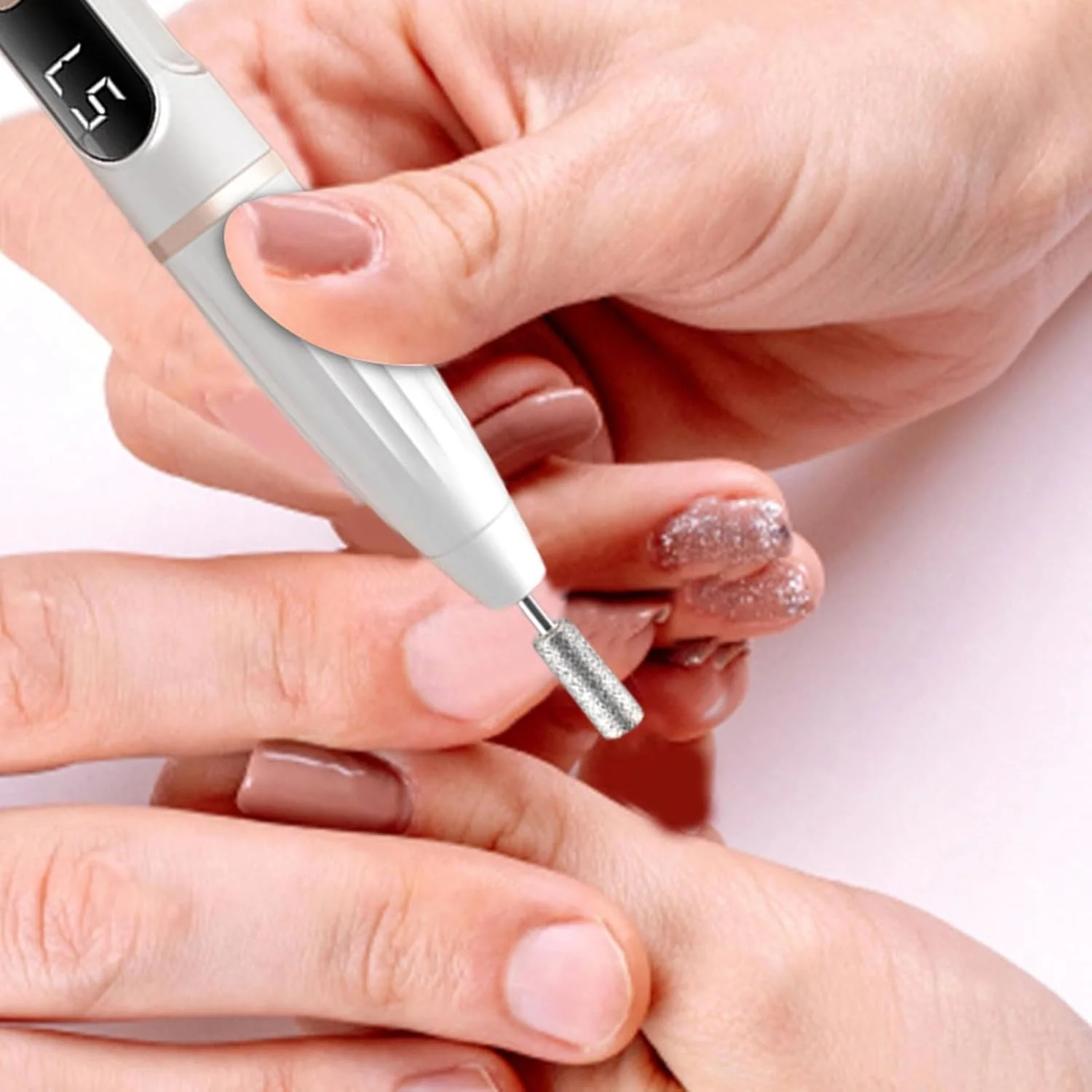 دستگاه سوهان برقی ناخن | سوهان برقی ناخن، فایل برقی ناخن با صفحه نمایش دیجیتال، ابزار قابل حمل پدیکور با قطعات تعویضی، کیت مانیکور برای استفاده در منزل و سالن