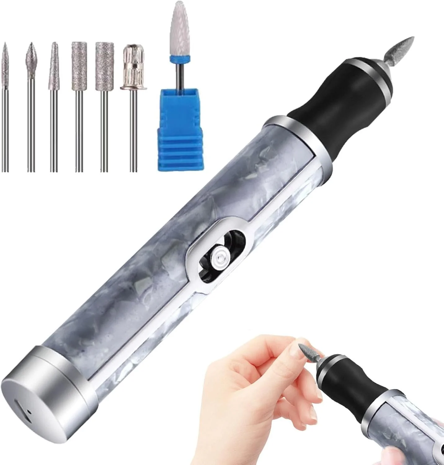 سوهان ناخن برقی - مانیکور با سنگ ناخن - بی سیم، 4 سرعته، ابزارهای حرفه ای برای برداشتن مواد اکریلیک، شکل دادن لبه، پولیش، سنگ زنی، مراقبت و لایه برداری