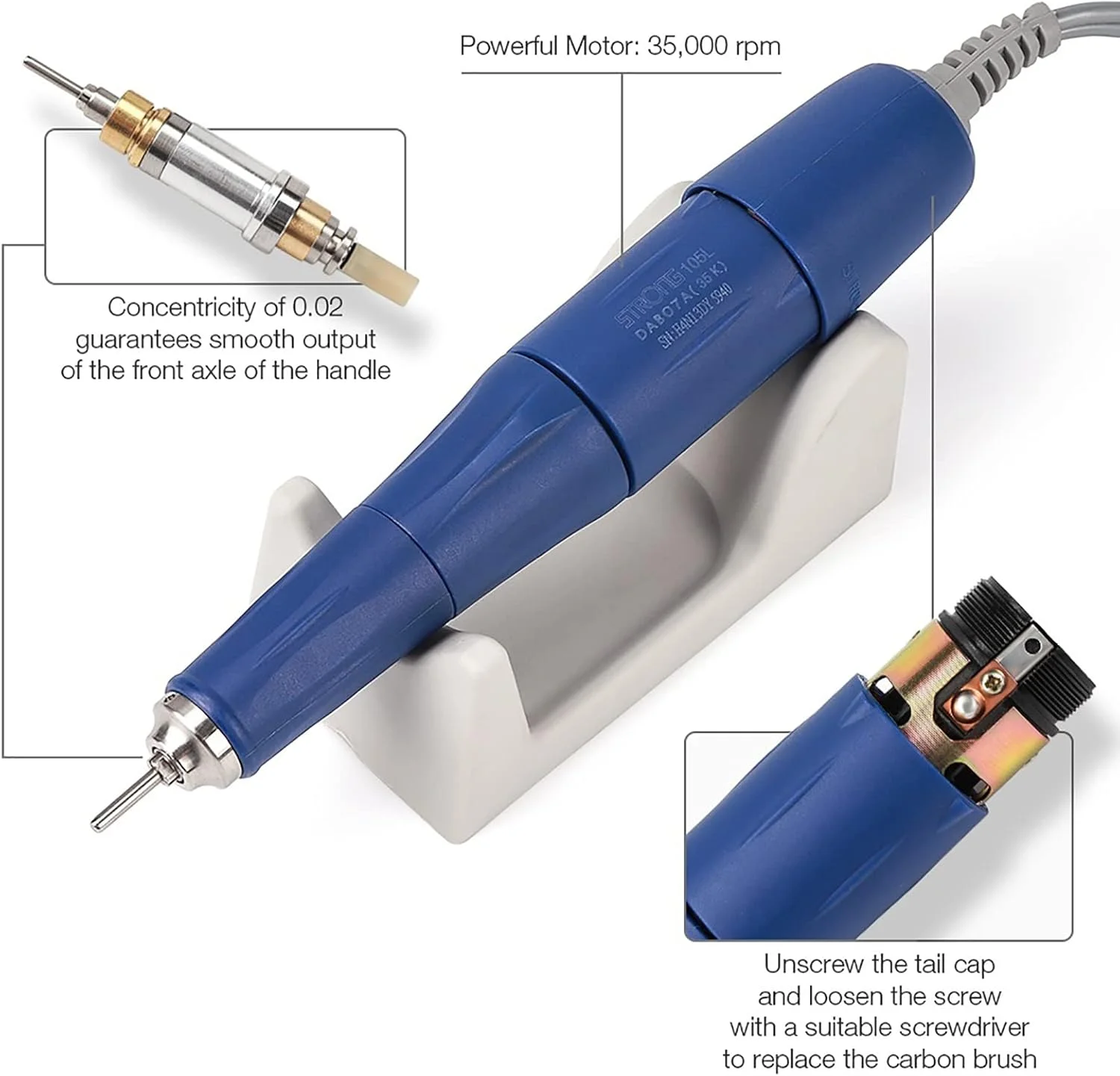 سوهان برقی ناخن، پولیشر طراحی ناخن، دریل ناخن برای ژل و ناخن های اکریلیک، سرعت قابل تنظیم، دارای پدال پا، به همراه 6 عدد سری سوهان و نوارهای سنباده، مناسب برای ناخن های اکریلیک و ژل