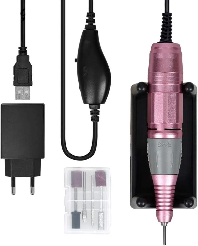 دستگاه سوهان برقی ناخن برای ناخن های اکریلیک، قلم دسته برقی قابل حمل USB، ست حرفه ای مانیکور پدیکور، ست پولیش ناخن، ابزار بافر سوهان برقی ژلیش