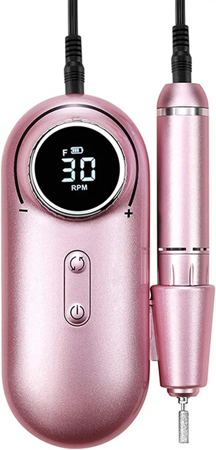 دستگاه سوهان برقی ناخن، ابزار مانیکور قابل حمل، آسیاب ناخن، کیت ژل ناخن شارژی با 6 سر سوهان برای سالن ناخن و مانیکور شخصی (رنگ: صورتی)