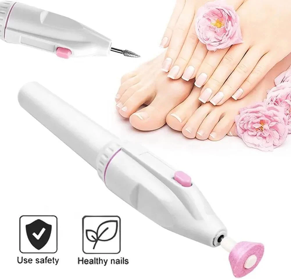 دستگاه سوهان برقی ناخن، دستگاه قابل حمل برقی سوهان ناخن، ابزار مانیکور با 6 عدد سری سوهان و نوارهای سمباده (صورتی)