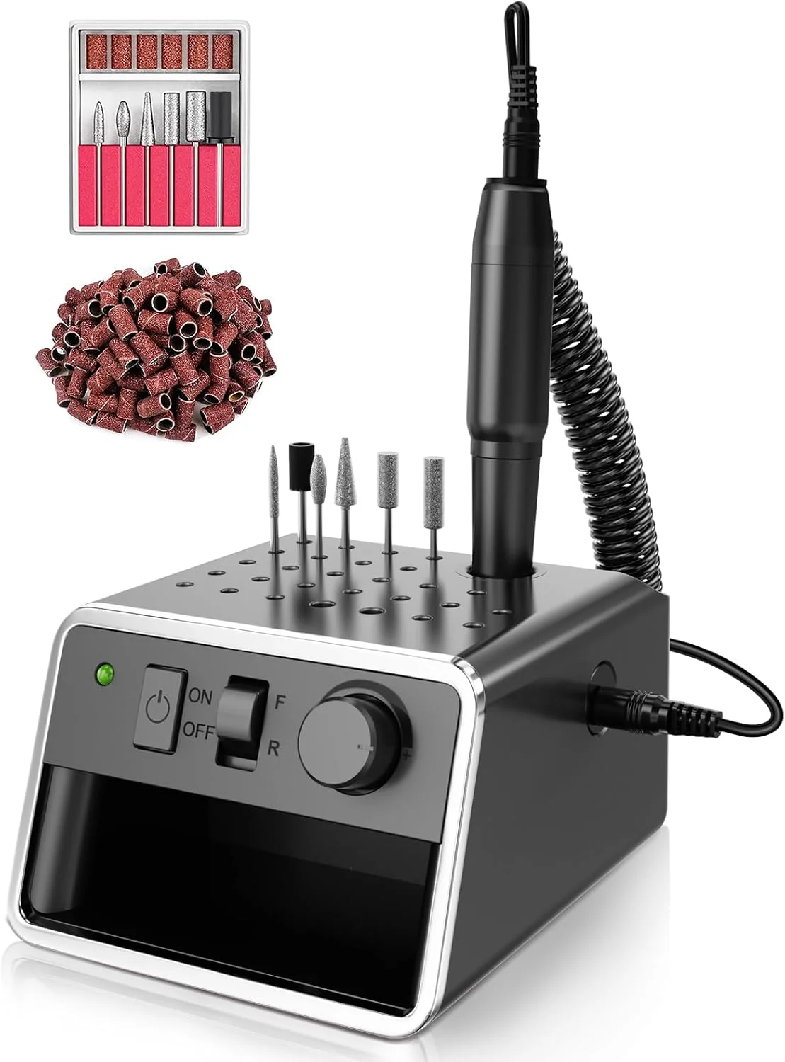 دستگاه سوهان برقی ناخن سوبای، قابل حمل برای ناخن های پودری آکریلیک ژل، کیت سوهان ناخن برای مانیکور پدیکور، ست کامل ناخن، صورتی رزگلد (نقره ای)