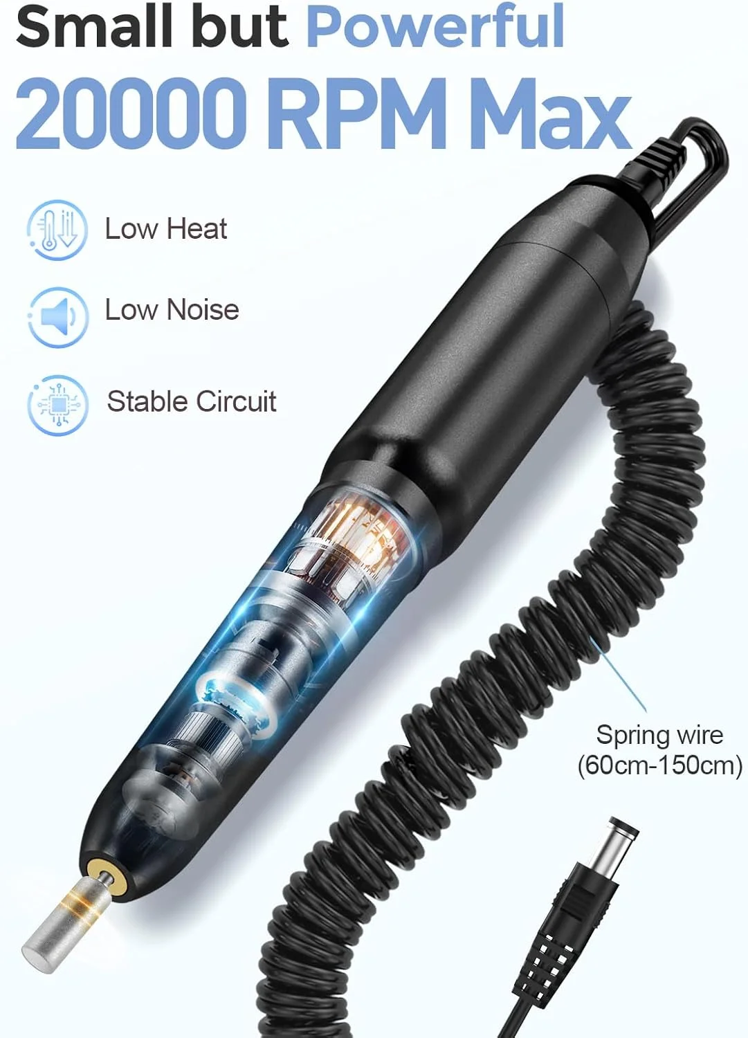 دستگاه سوهان برقی ناخن سوبای، قابل حمل برای ناخن های پودری آکریلیک ژل، کیت سوهان ناخن برای مانیکور پدیکور، ست کامل ناخن، صورتی رزگلد (نقره ای)