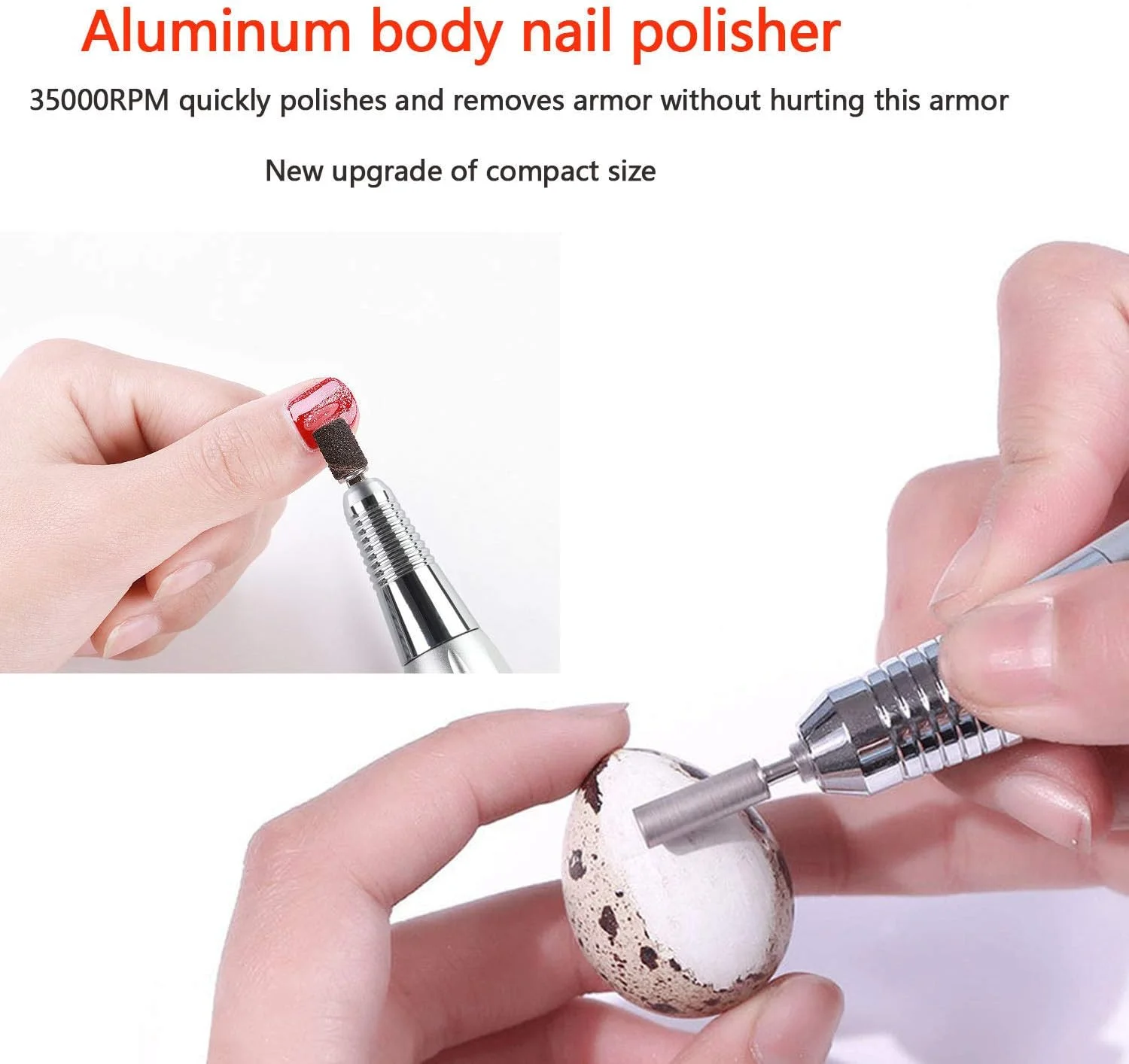 دستگاه سوهان برقی ناخن، دستگاه قابل حمل برای ناخن های اکریلیک، سوهان برقی ناخن با 6 سری برای شکل دادن، پولیش و برداشتن لاک ژل، 30000 دور در دقیقه برای استفاده در منزل و سالن های حرفه ای، سفید