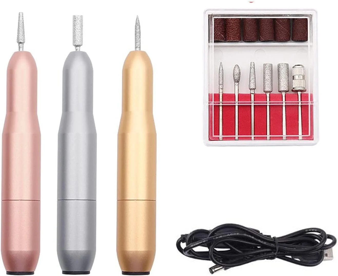 دستگاه سوهان برقی ناخن قابل حمل 20000 دور در دقیقه، ماشین مانیکور، پولیش ناخن، ابزار پدیکور ناخن (رزگلد)