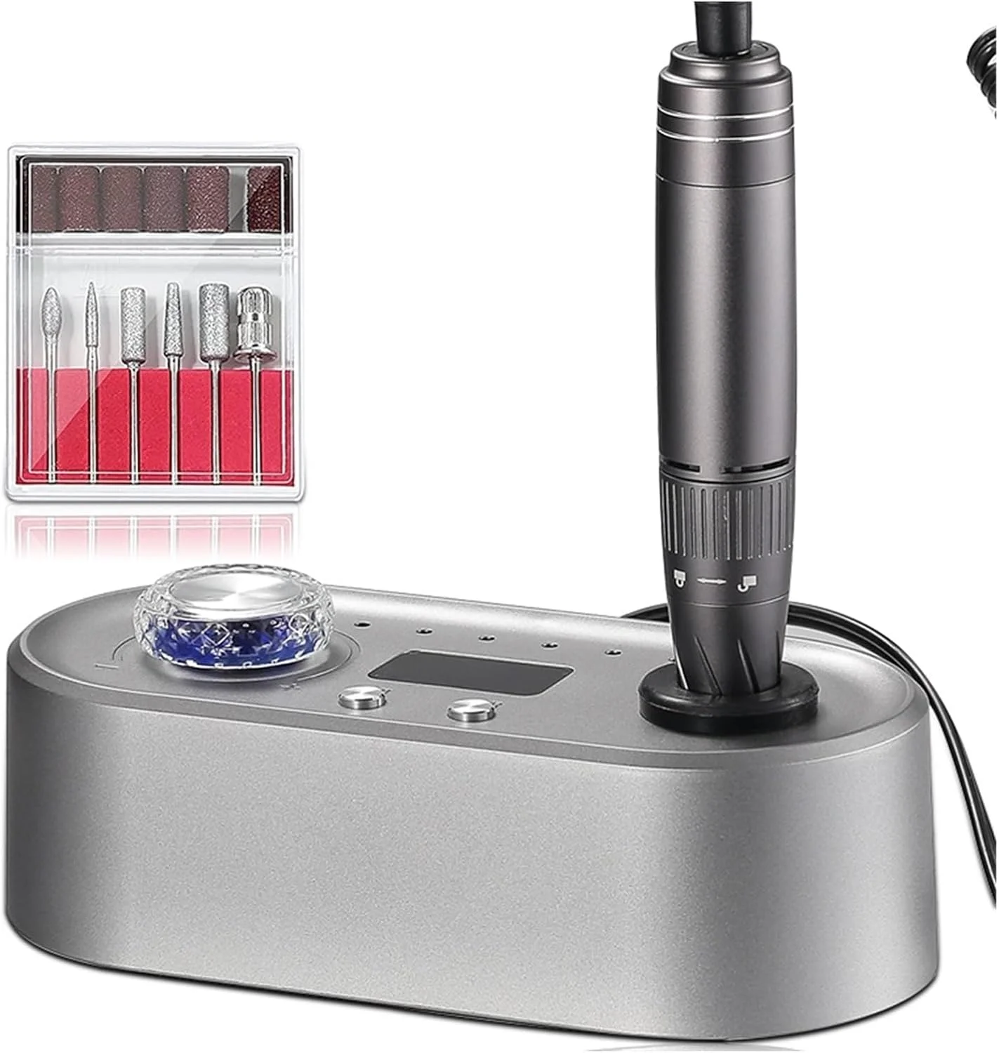 دستگاه سوهان برقی ناخن GaRcan، دستگاه سوهان ناخن 40000 دور در دقیقه، سوهان برقی ناخن با صفحه نمایش سرعت LCD، ابزار حرفه ای مانیکور و پدیکور ناخن برای ناخن های اکریلیک (خاکستری A)