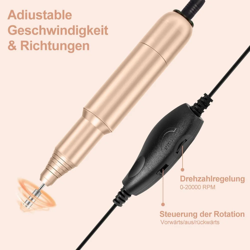 فولای سوهان ناخن برقی، ست مانیکور پدیکور، سوهان برقی ناخن، سوهان ناخن حرفه ای برای ناخن های ژلی، ناخن های ژل آکریلیک، از بین بردن پینه، ناخن های شلاک کوتیکول، هدیه برای خانم ها، مادر (طلایی)