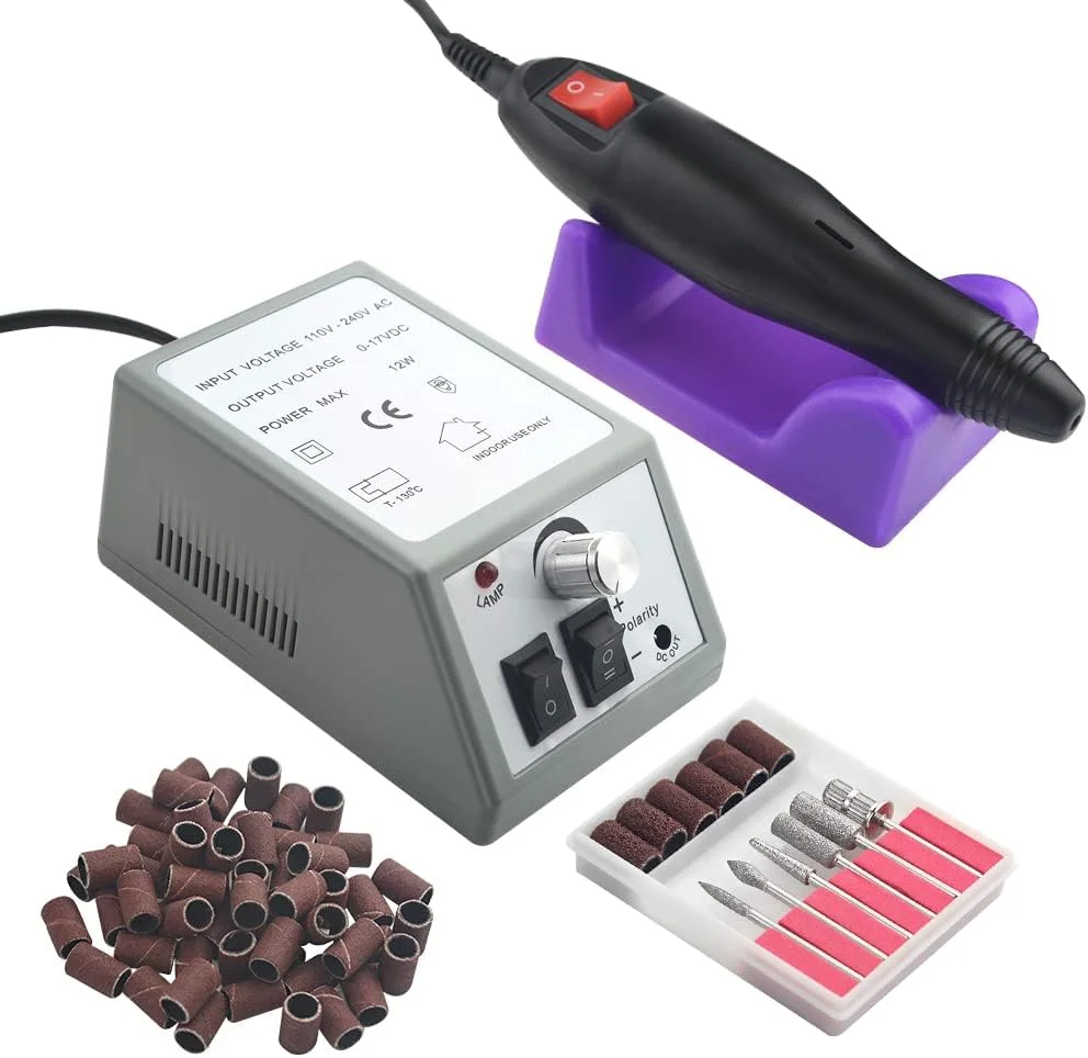 دستگاه پرداخت و پولیش ناخن برقی حرفه ای LILYS PET با سرعت 20000 دور در دقیقه، به همراه یک بسته نوارهای سنباده (خاکستری)