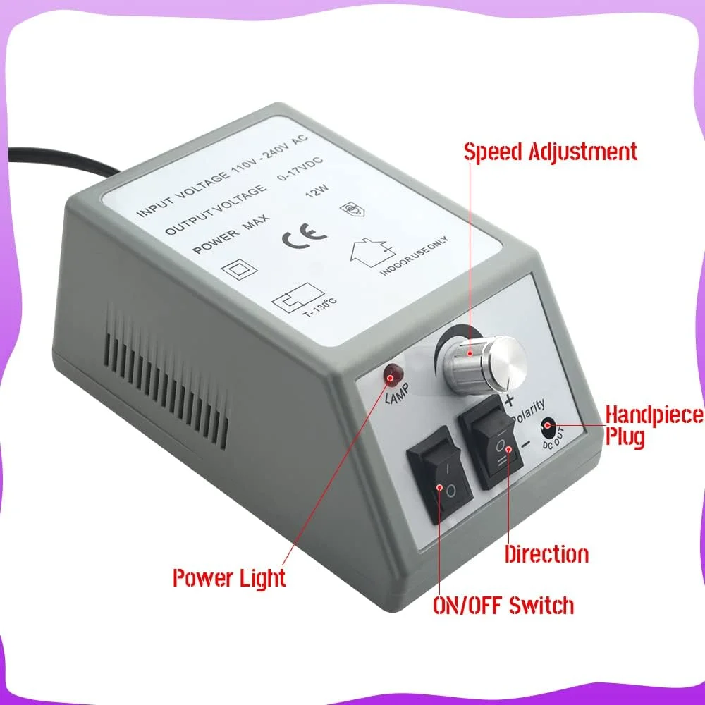 دستگاه پرداخت و پولیش ناخن برقی حرفه ای LILYS PET با سرعت 20000 دور در دقیقه، به همراه یک بسته نوارهای سنباده (خاکستری)