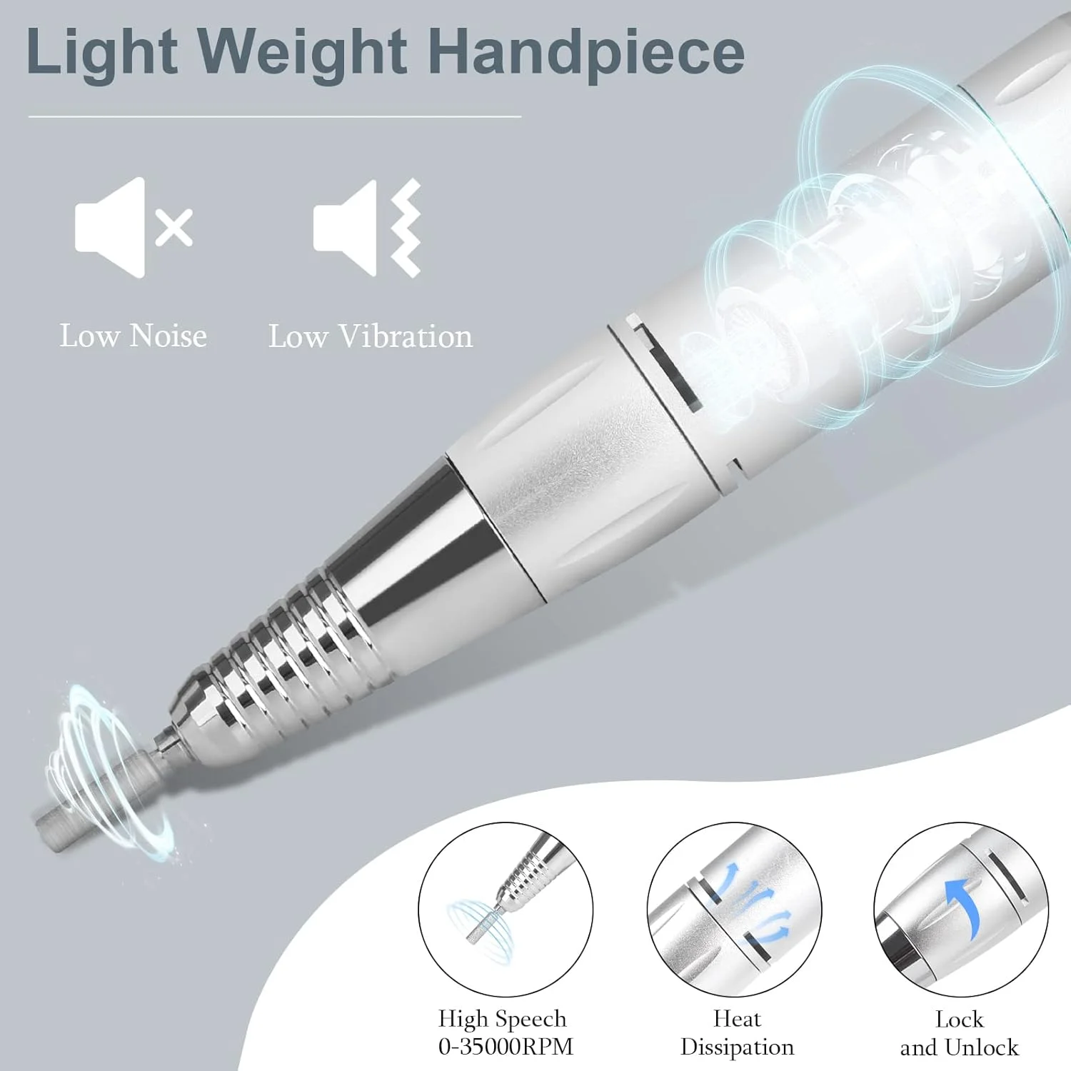 سوهان برقی ناخن شارژی 35000 دور در دقیقه، دستگاه مانیکور قابل حمل، سوهان ناخن قابل شارژ با 6 سری و 50 عدد نوار سنباده برای استفاده در سالن، منزل، مشکی