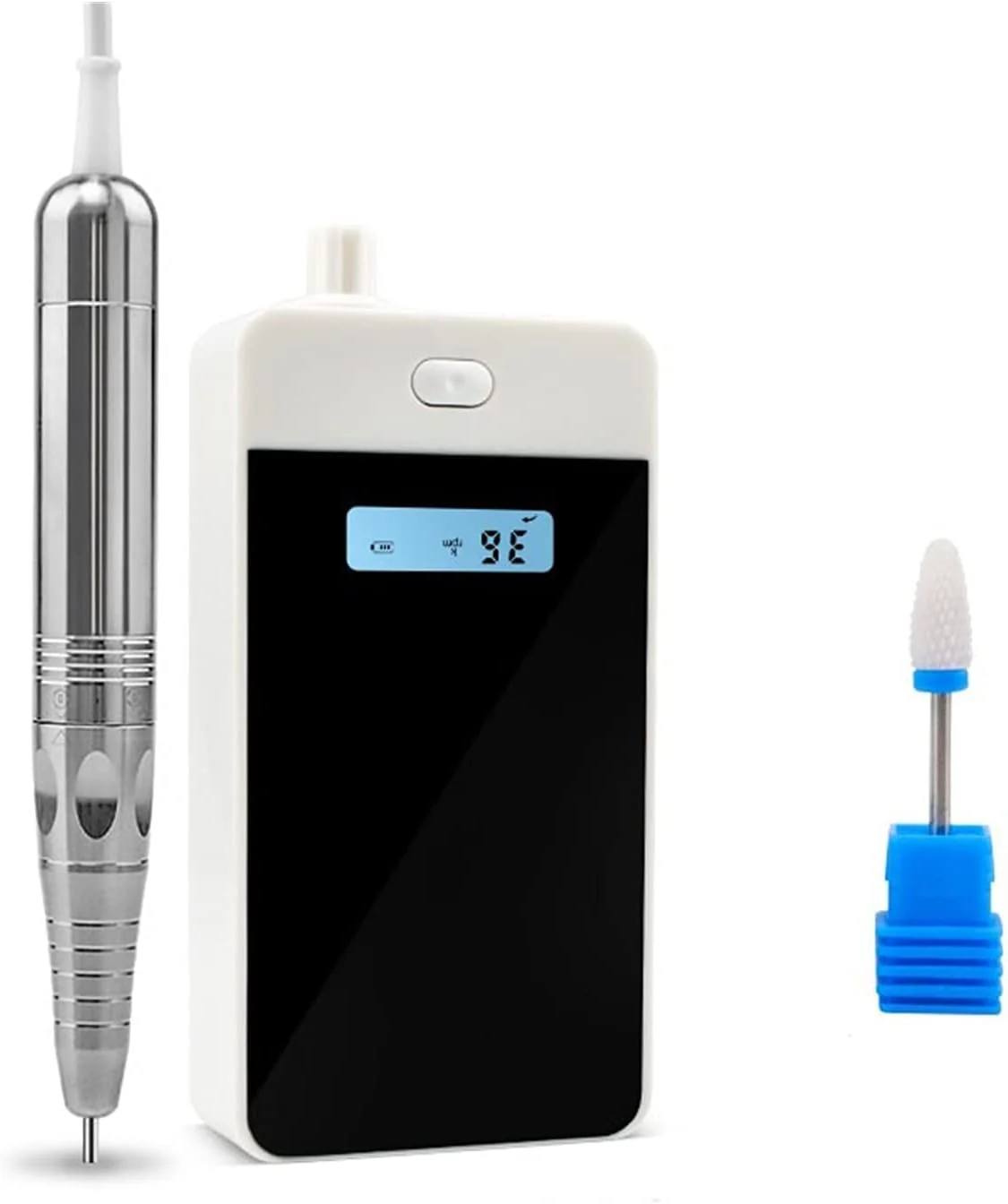سوهان برقی ناخن شارژی حرفه ای بدون برس 35000 دور در دقیقه، دستگاه مانیکور برقی ناخن 36 وات، ابزار شارژی موتور بدون برس پدیکور ناخن برای ناخن های طبیعی و لاک ژل (سفید)