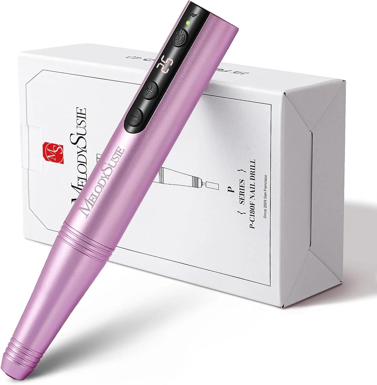 دستگاه سوهان برقی ناخن بی سیم MelodySusie مدل PC180F با سرعت 25000 دور در دقیقه، ست قابل حمل و شارژی برای ناخن های اکریلیک، ژل و پودر، دارای 25 سرعت مختلف برای مانیکور، پدیکور، پولیش و شکل دادن به ناخن