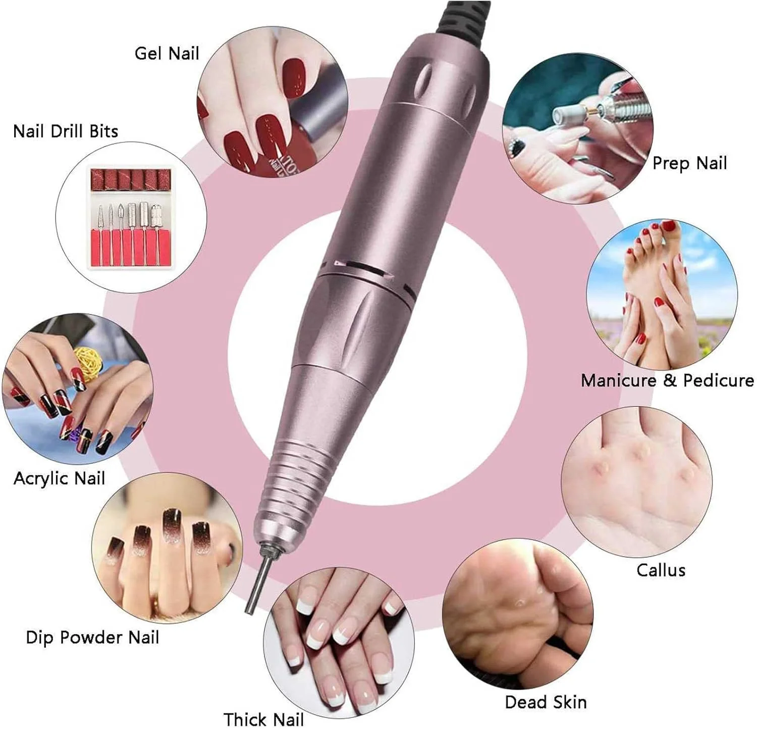 دستگاه چندکاره مانیکور تمکین، جمع کننده گرد و غبار ناخن، دستگاه هنر ناخن 108 وات، دستگاه برقی سوهان ناخن 35000 دور در دقیقه