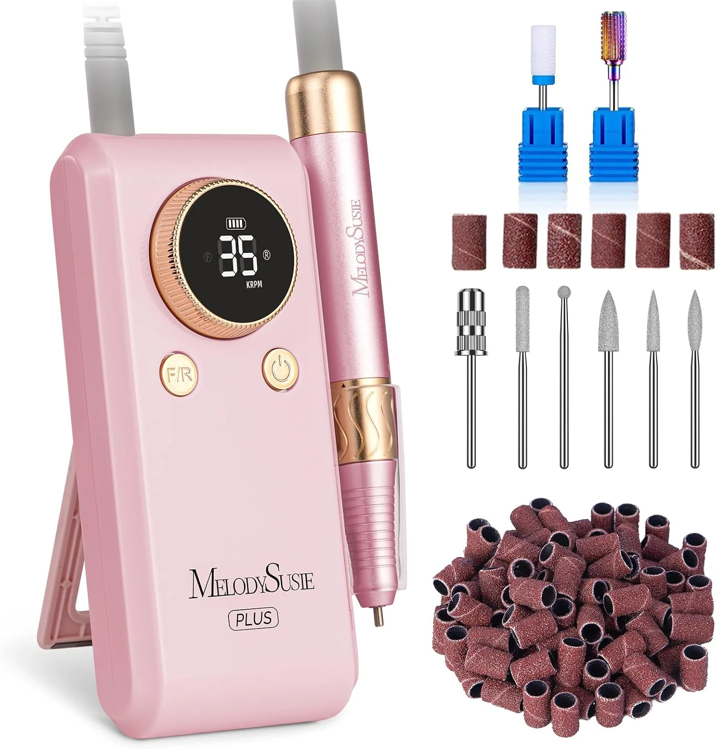 دستگاه سوهان برقی ناخن قابل حمل MelodySusie 35000 دور در دقیقه، مدل SM330G، صورتی