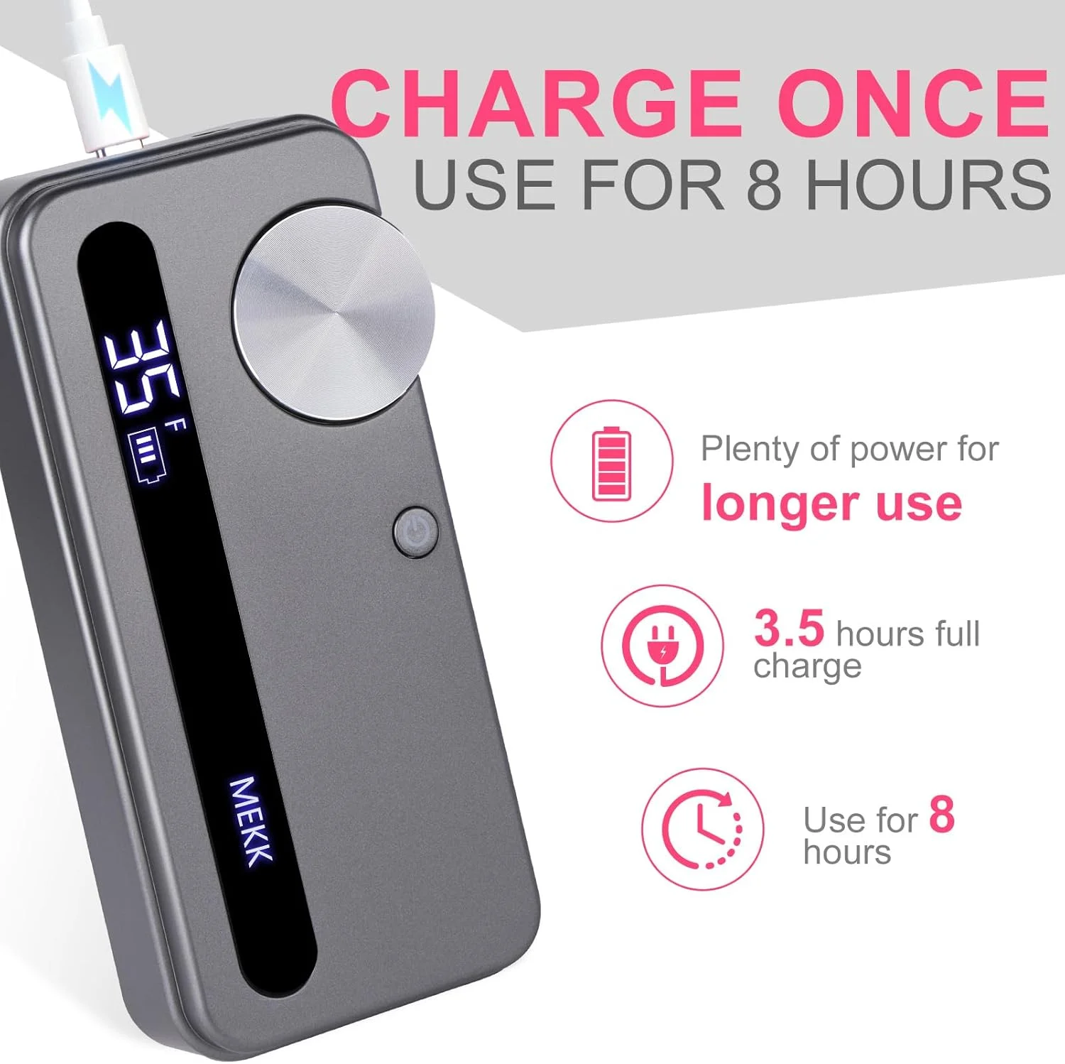 دستگاه سوهان برقی حرفه ای MEKK، 35000 دور در دقیقه، بی سیم، به همراه 12 عدد سری، ضد لرزش، قابل شارژ، مناسب برای ناخن های اکریلیک، استفاده در منزل و سالن (نقره ای)