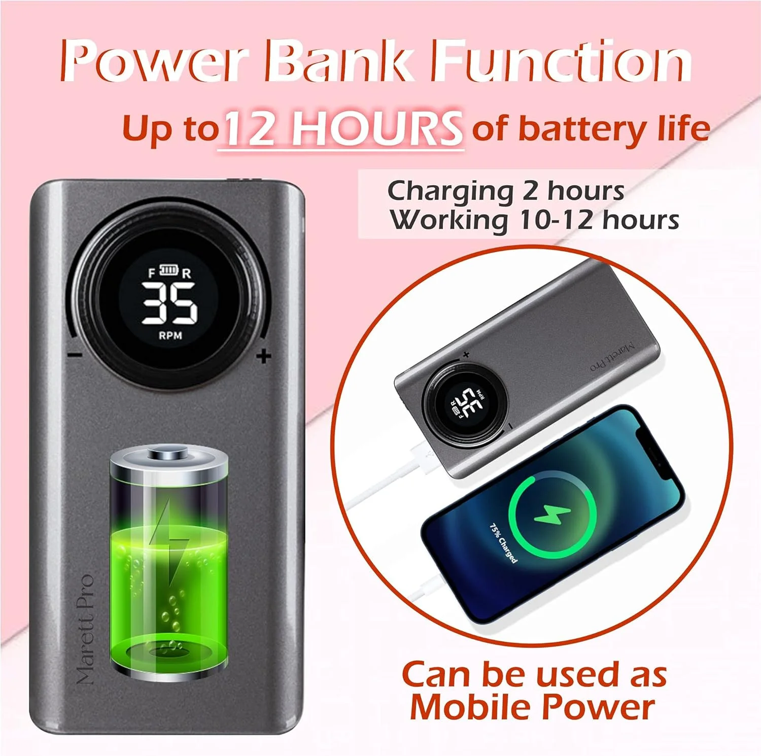 دستگاه سوهان برقی ناخن شارژی حرفه ای 35000 دور در دقیقه، ابزار برقی قابل حمل با عمر طولانی باتری برای کاشت ناخن اکریلیک، ژل پولی، سرعت بالا، مانیکور/پدیکور. (خاکستری)