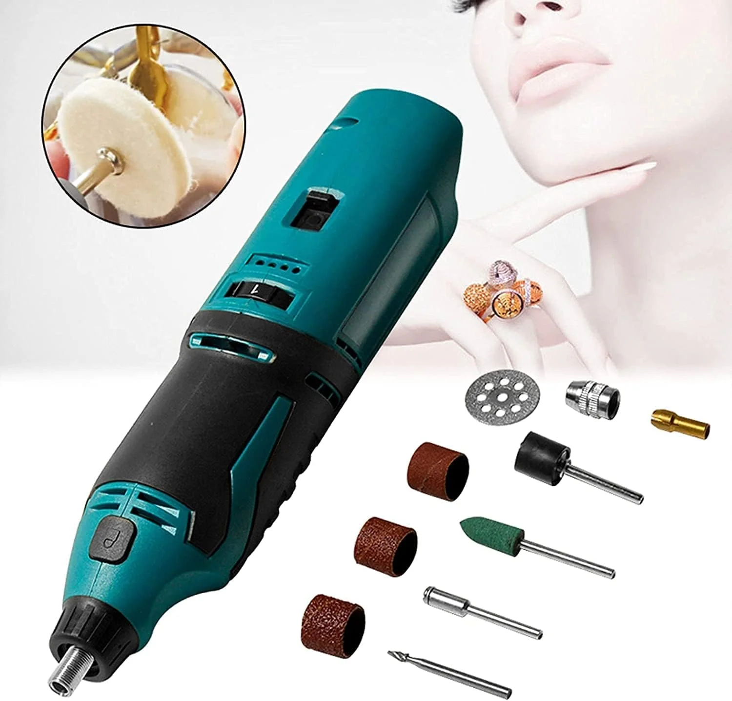 دریل فرز برقی حرفه ای 12 ولت MXGZ 25000 دور در دقیقه، دستگاه فرز، سوهان ناخن پا، پولیشر، ابزار مانیکور دریل فرز برقی حرفه ای 12 ولت MXGZ 25000 دور در دقیقه، دستگاه فرز، سوهان ناخن پا، پولیشر، ابزار مانیکور
