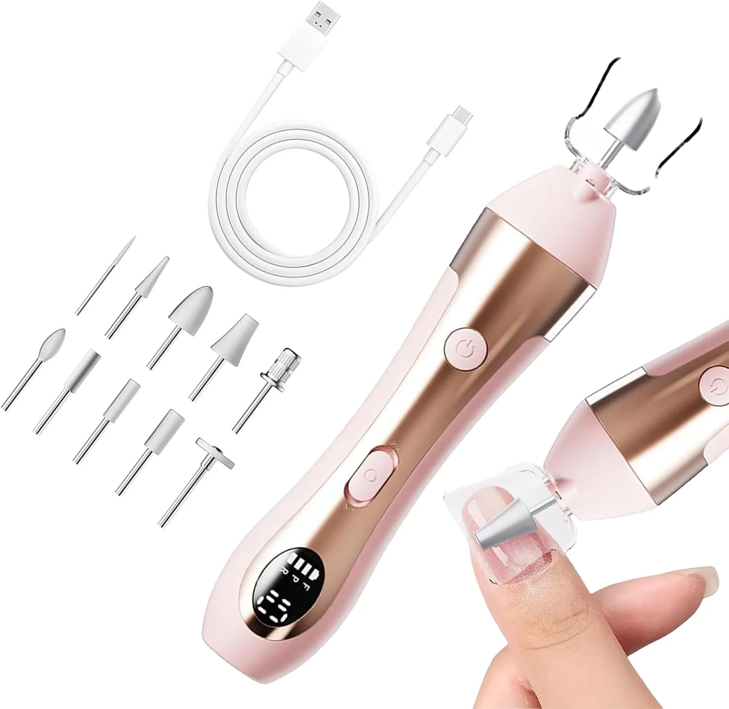 ابزار برقی سوهان ناخن - سوهان برقی مانیکور ناخن، 10 سرعت قابل تنظیم، تجهیزات قابل شارژ برای سالن، خانه، مبتدیان، حرفه ای ها، مادران، دوستان و سالمندان ابزار برقی سوهان ناخن - سوهان برقی مانیکور ناخن، 10 سرعت قابل تنظیم، تجهیزات قابل شارژ برای سالن، خانه، مبتدیان، حرفه ای ها، مادران، دوستان و سالمندان