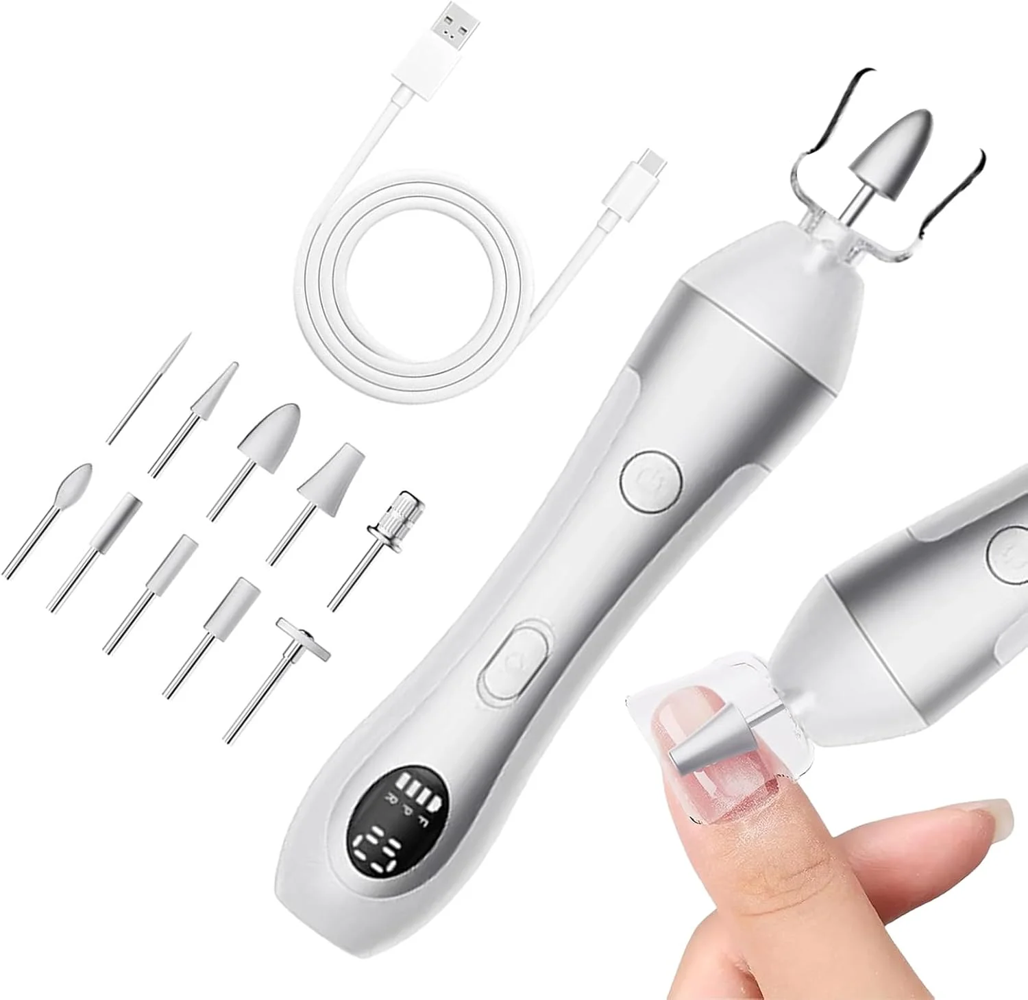 ابزار برقی سوهان ناخن | سوهان برقی مانیکور ناخن - لوازم مانیکور 10 سرعته با چراغ LED برای سالمندان، مبتدیان، خانواده، سالن و منزل ابزار برقی سوهان ناخن | سوهان برقی مانیکور ناخن - لوازم مانیکور 10 سرعته با چراغ LED برای سالمندان، مبتدیان، خانواده، سالن و منزل