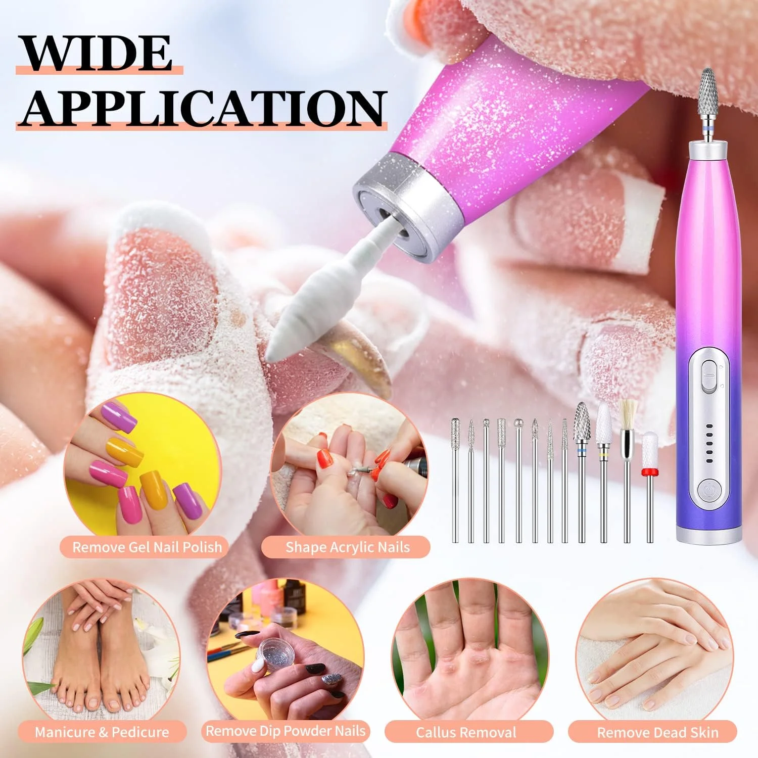 دستگاه سوهان برقی ناخن بی سیم مورگلس، سوهان برقی ناخن اکریلیک، کیت سوهان برقی قابل حمل با 12 عدد سری سوهان برای استفاده در سالن و منزل دستگاه سوهان برقی ناخن بی سیم مورگلس، سوهان برقی ناخن اکریلیک، کیت سوهان برقی قابل حمل با 12 عدد سری سوهان برای استفاده در سالن و منزل