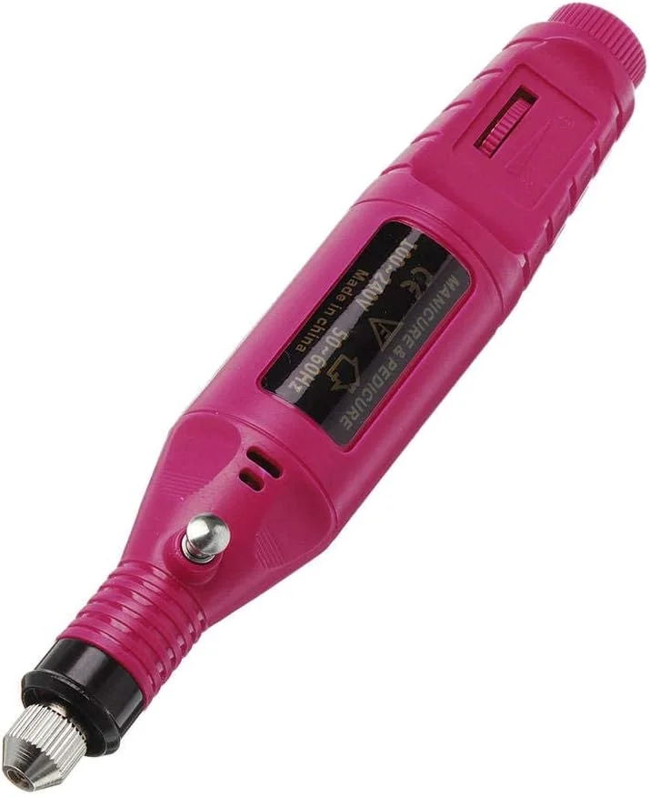 قلم حکاکی برقی آکریلیک حرفه ای NEOCHY، ست ابزار پولیش مانیکور و پدیکور (رنگ: رز)