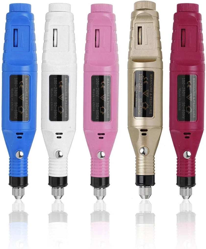 قلم حکاکی برقی آکریلیک حرفه ای NEOCHY، ست ابزار پولیش مانیکور و پدیکور (رنگ: رز)