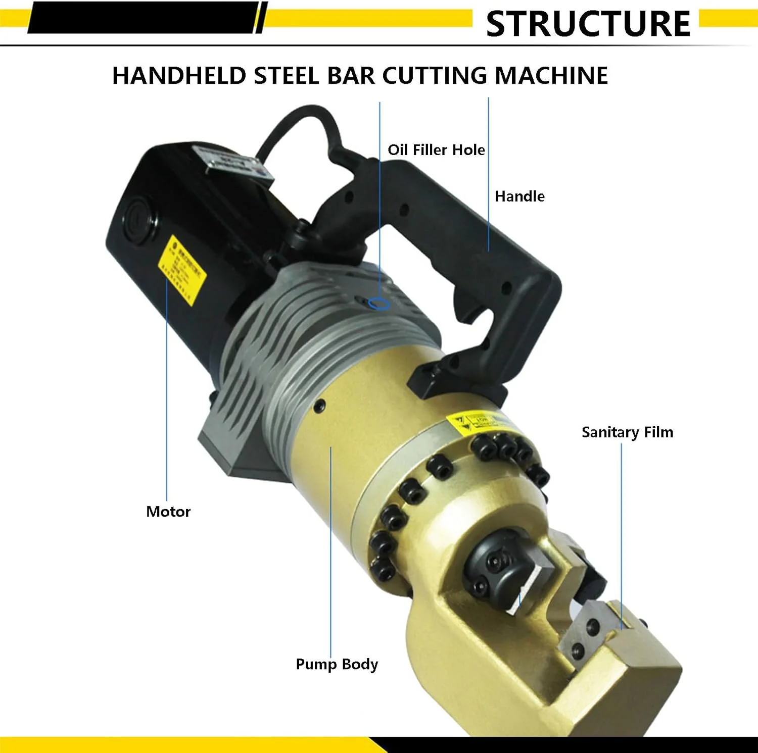 دستگاه برش و خم کن میلگرد برقی DSFSDG - همراه با 2 تیغه برش، 2 آچار ابزار و جعبه ابزار - دستگاه برش میلگرد برقی برای کارهای برش فولاد در محل، محدوده برش 5 تا 25 میلی متر