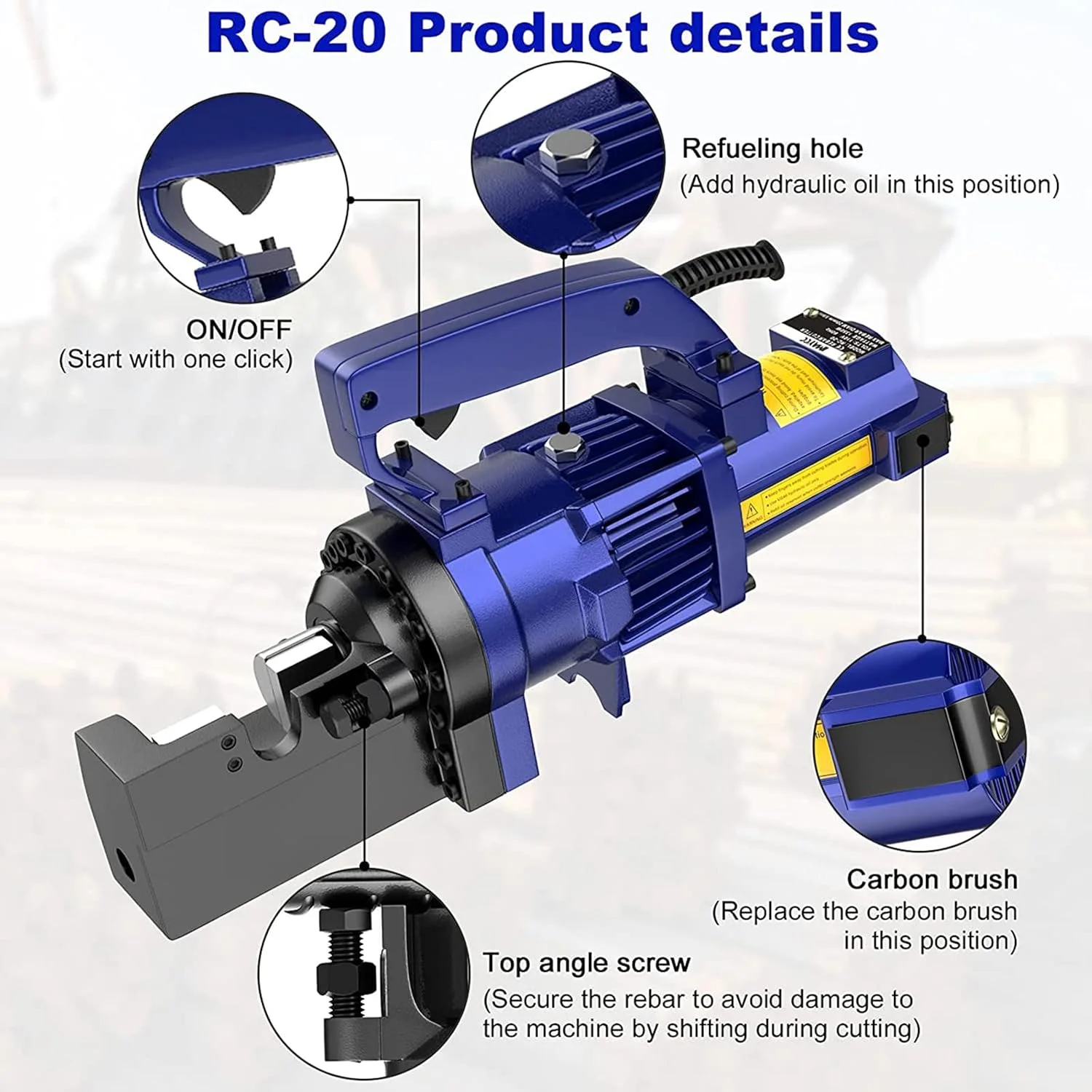 دستگاه برش میلگرد برقی، ابزار برش میلگرد قابل حمل، محدوده برش میلگرد 4-20 میلی متر، سرعت برش 3.5 ثانیه، مورد استفاده برای برش انواع مختلف میلگرد
