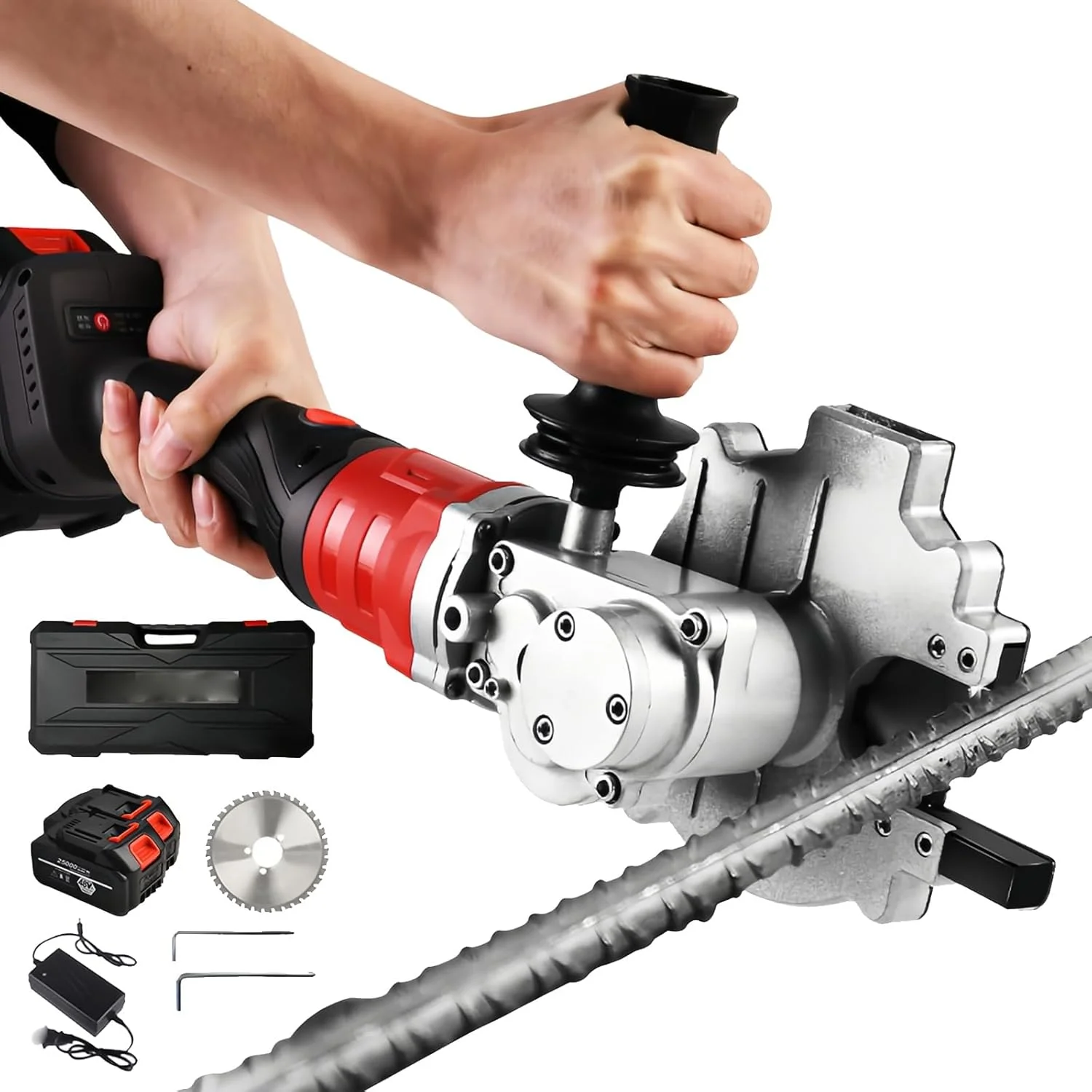 ابزار برش میلگرد برقی، برش میلگرد بی سیم 1380 وات با 2 باتری، سر چرخان 180 درجه، دستگاه برش سرد میلگرد با سرعت پیوسته، برای میلگرد، فولاد کربنی، آلیاژ آلومینیوم ابزار برش میلگرد برقی، برش میلگرد بی سیم 1380 وات با 2 باتری، سر چرخان 180 درجه، دستگاه برش سرد میلگرد با سرعت پیوسته، برای میلگرد، فولاد کربنی، آلیاژ آلومینیوم