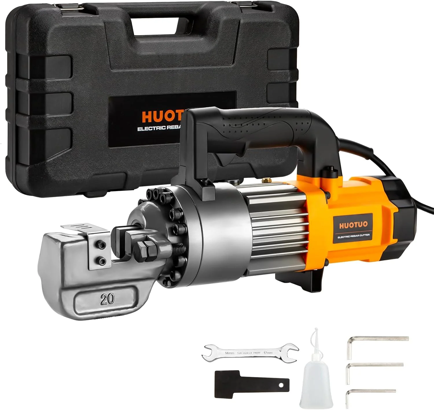 برش میلگرد هیدرولیک برقی 3/4 اینچ، 4-20 میلی متر، برش میلگرد قابل حمل 1050 وات، برش تا میلگرد شماره 6، سرعت برش 1.5-2 ثانیه (RC20B-زرد)