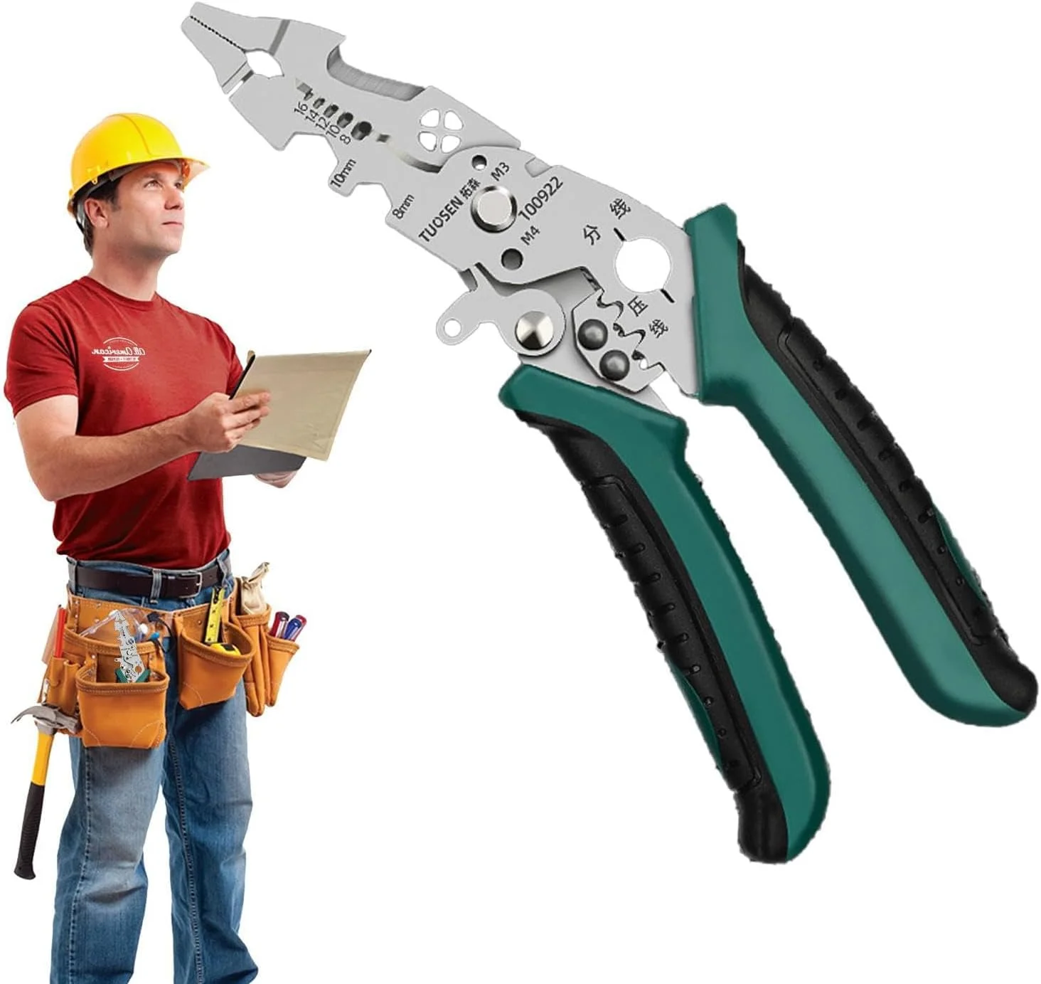 سیم لخت کن و سیم چین، ابزار سیم لخت کن چند منظوره، سیم چین با طراحی دسته حرفه ای، سیم چین و ابزار پرس جهانی، انبر برق چند منظوره برای پرس و برش