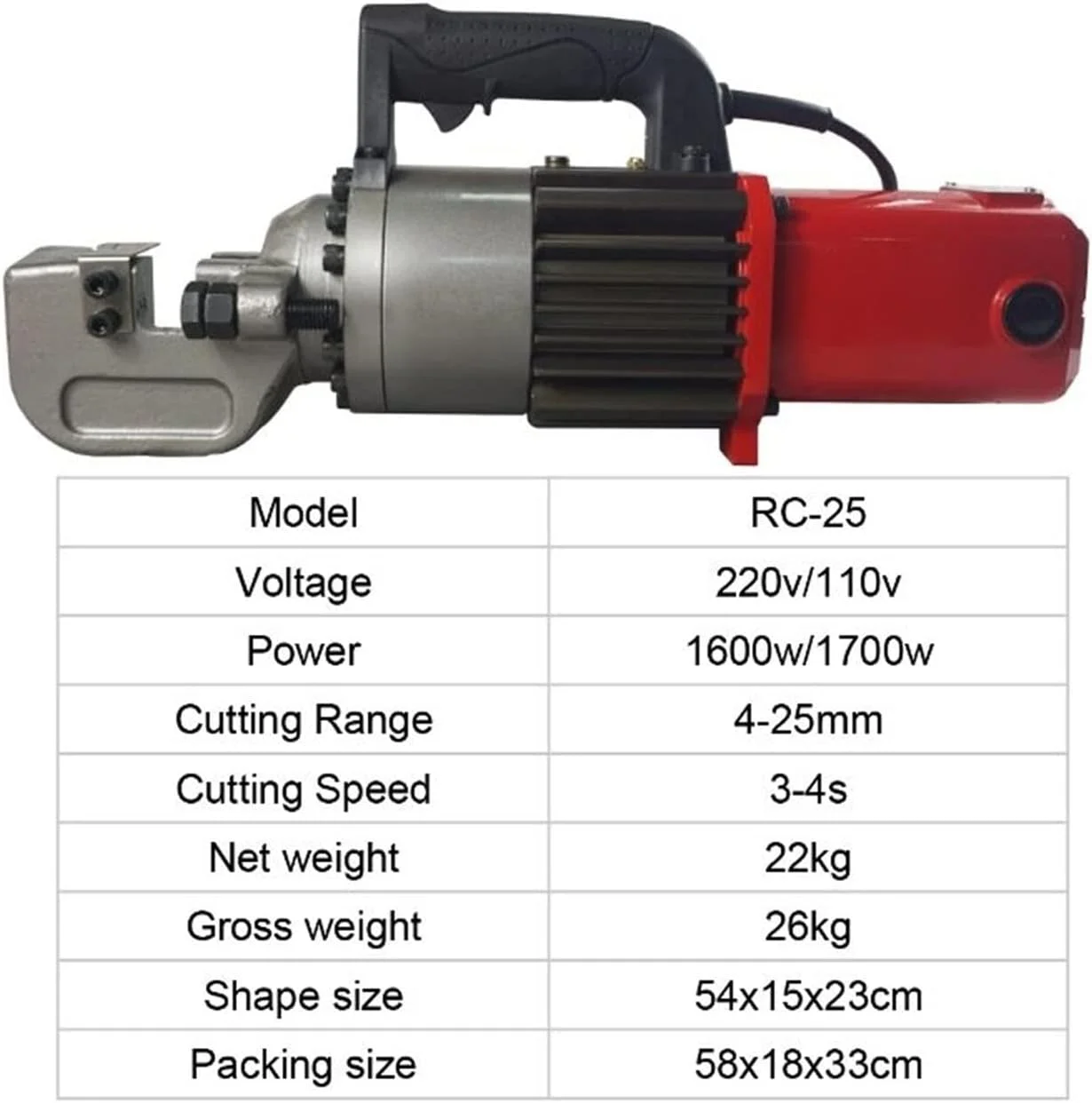 دستگاه خم کن میلگرد برقی، دستگاه برش میلگرد برقی، برش هیدرولیک میلگرد RC-25، خم کن میلگرد دستی
