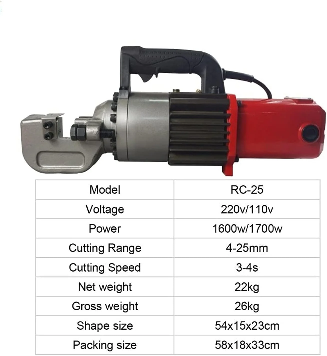 برش میلگرد برقی RC-25 قابل حمل هیدرولیک دارای تاییدیه CE