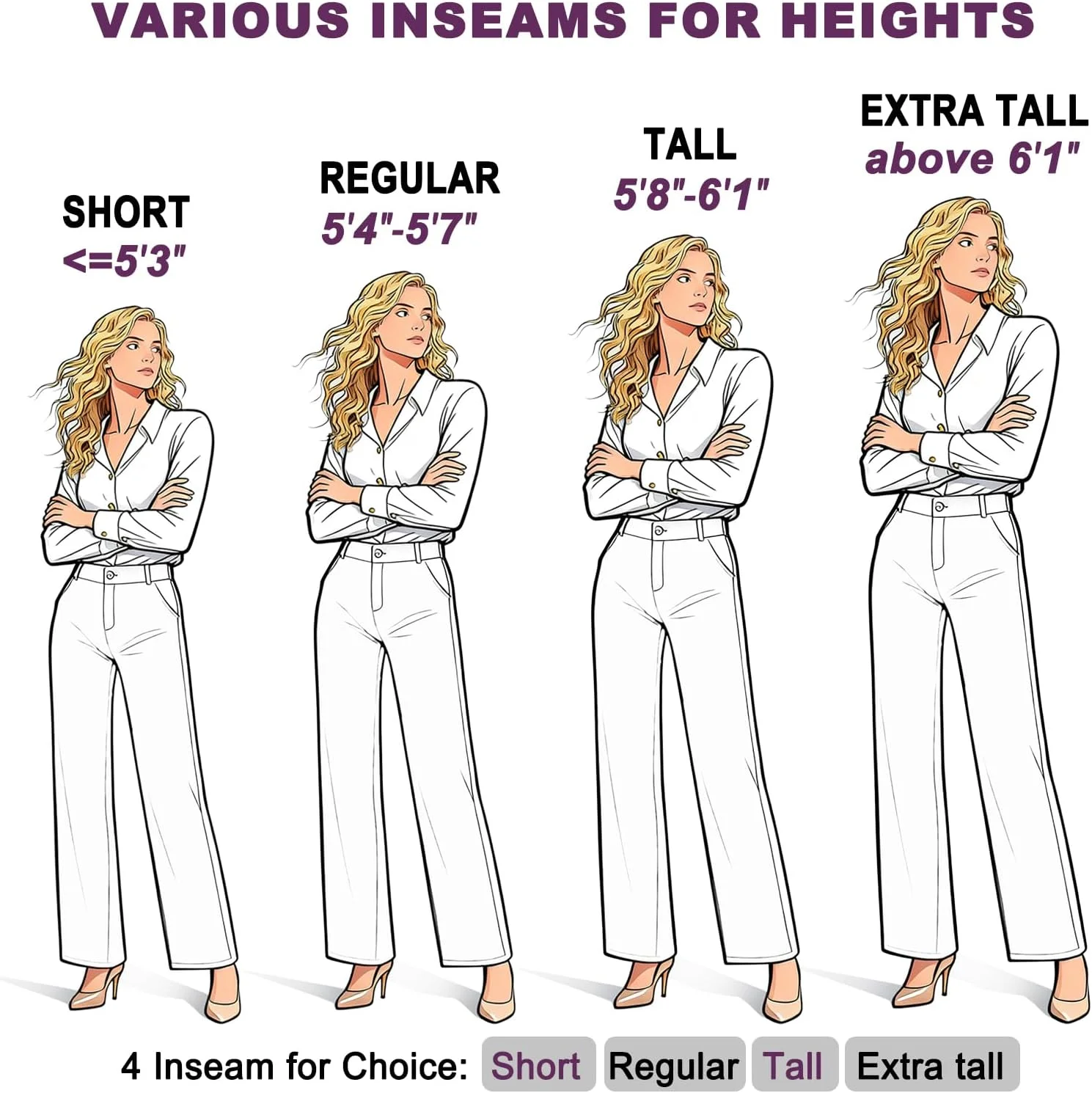 iChosy شلوار زنانه کمر بلند، پاچه گشاد و راسته، شلوار پارچه ای رسمی با جیب، سفید مایل به آبی، سایز 14