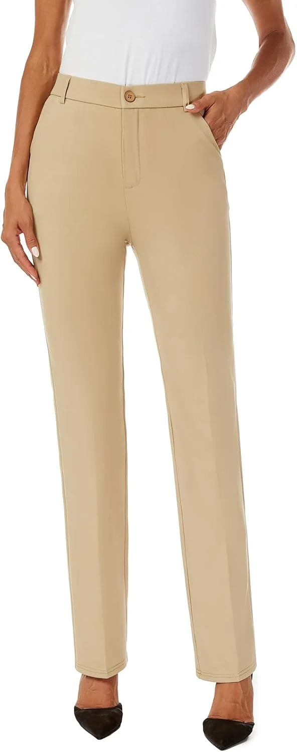 شلوار راسته کشی زنانه iChosy مناسب کار، اداره، استایل غیر رسمی، دارای جیب، خاکی، سایز 14 شلوار راسته کشی زنانه iChosy مناسب کار، اداره، استایل غیر رسمی، دارای جیب، خاکی، سایز 14