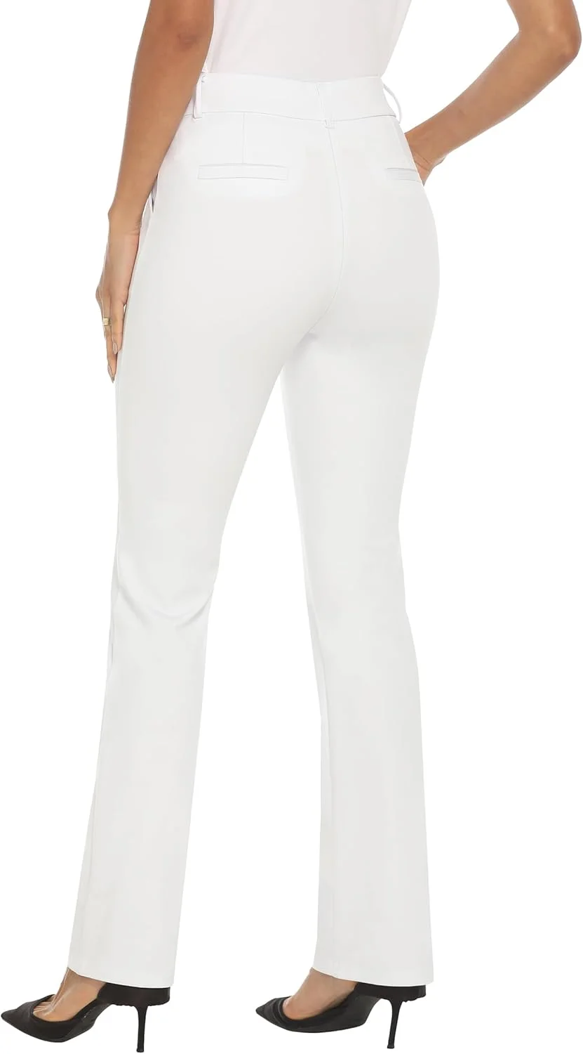 شلوار پارچه ای زنانه راحت و کشی مدل دم پا بوت، سفید، سایز 44 قد بلند