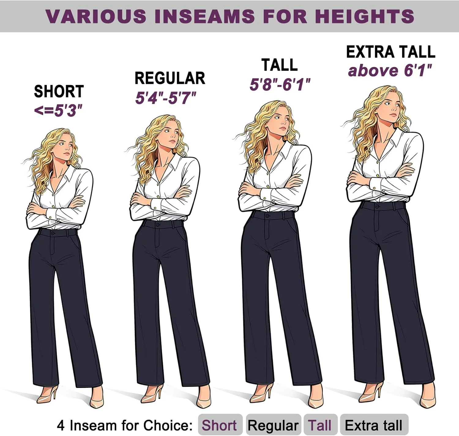 شلوار زنانه راسته پاچه گشاد کمر بلند iChosy، شلوار رسمی با جیب، سرمه ای، سایز 10