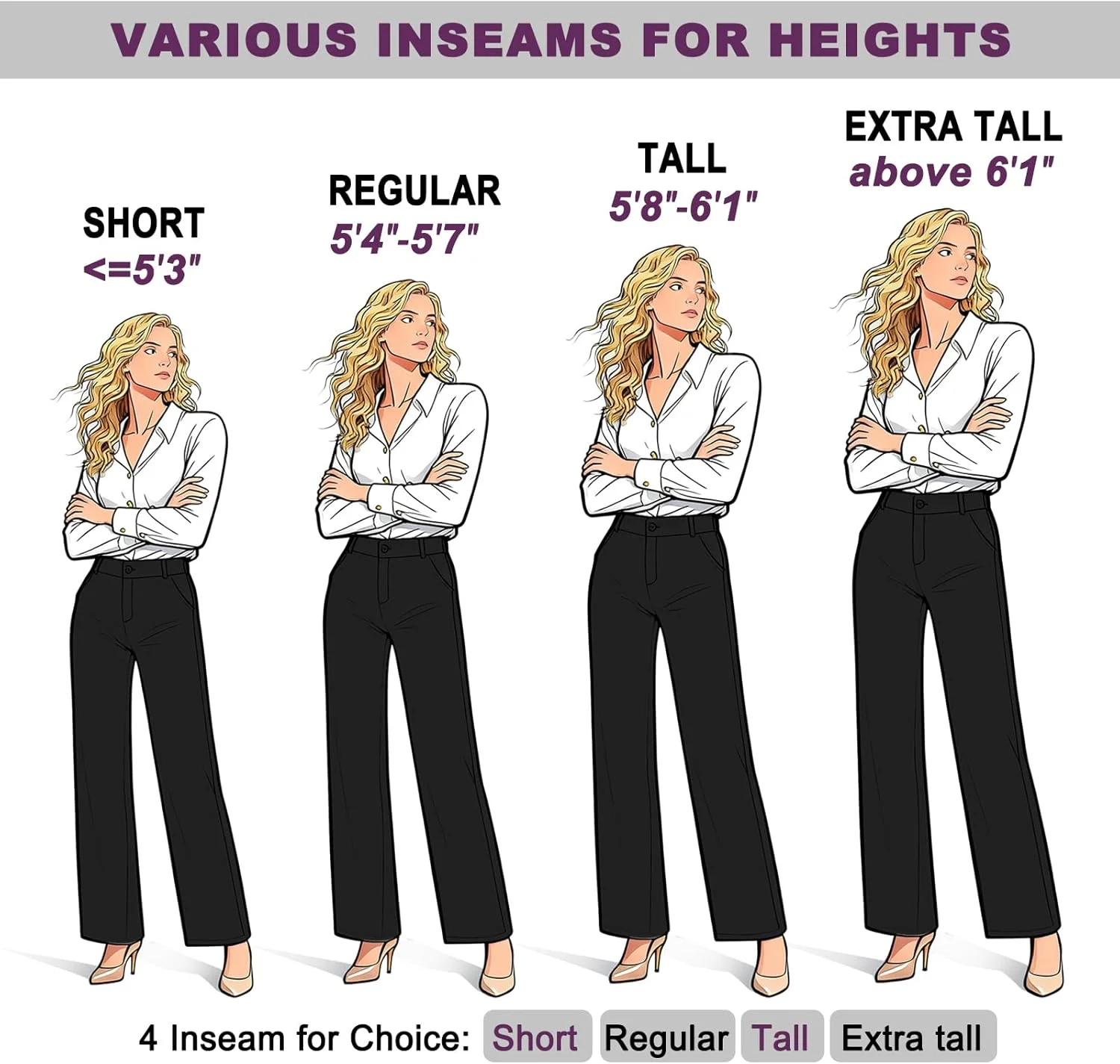 شلوار زنانه راسته پاچه گشاد کمر بلند iChosy، شلوار پارچه ای کژوال با جیب، مشکی، سایز 4