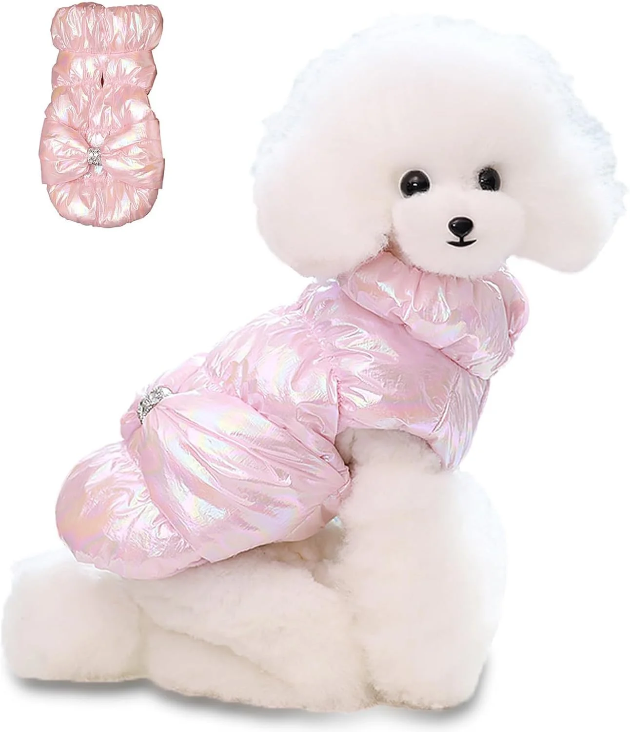 کت سگ KASTWAVE، کت زمستانی گرم سگ، لباس سگ صورتی، کت زمستانی سگ برای سگ های کوچک، لباس های ضد باد و پد دار برای هوای سرد، کت هوای سرد سگ، برای سگ ها و گربه های کوچک و متوسط (M/2.5kg-3.5kg)