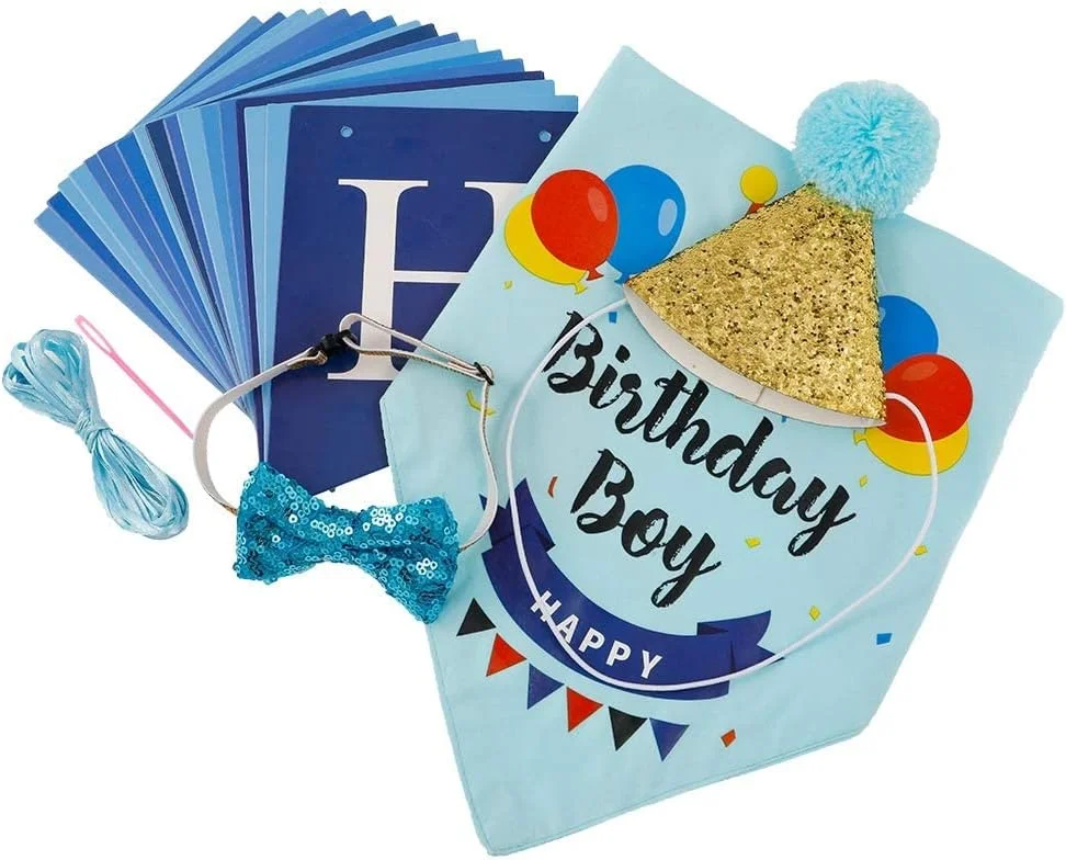 دستمال گردن تولد سگ KASTWAVE، روسری پاپیونی زیبا با کلاه مهمانی تولد سگ و بنر تولدت مبارک برای تزئین تولد سگ یا توله سگ دستمال گردن تولد سگ KASTWAVE، روسری پاپیونی زیبا با کلاه مهمانی تولد سگ و بنر تولدت مبارک برای تزئین تولد سگ یا توله سگ