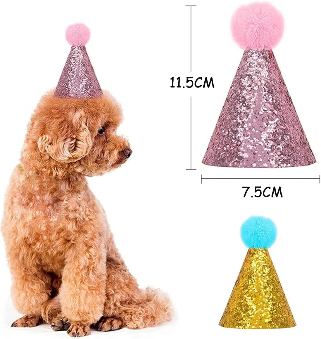 کلاه تولد سگ و گربه KASTWAVE - 2 عدد کلاه حیوانات خانگی قابل استفاده مجدد برای مهمانی ها، تزئینات و لوازم (طلایی و صورتی) کلاه تولد سگ و گربه KASTWAVE - 2 عدد کلاه حیوانات خانگی قابل استفاده مجدد برای مهمانی ها، تزئینات و لوازم (طلایی و صورتی)