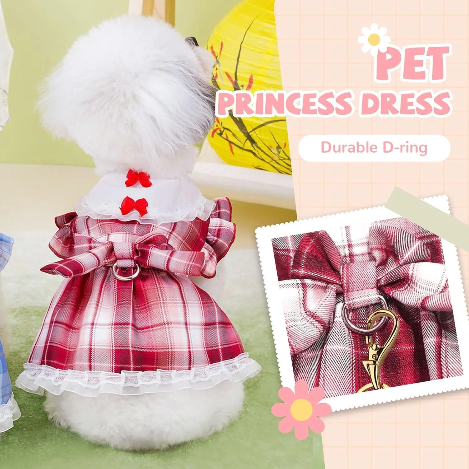 لباس سگ چهارخانه KASTWAVE با پاپیون، مناسب سگ و گربه های کوچک، لباس دخترانه سگ با حلقه D، لباس پرنسسی زیبا برای حیوانات خانگی، لباس بهاری و تابستانی توله سگ برای نژادهایی مانند شیتزو و یورکی (سایز مدیوم) لباس سگ چهارخانه KASTWAVE با پاپیون، مناسب سگ و گربه های کوچک، لباس دخترانه سگ با حلقه D، لباس پرنسسی زیبا برای حیوانات خانگی، لباس بهاری و تابستانی توله سگ برای نژادهایی مانند شیتزو و یورکی (سایز مدیوم)