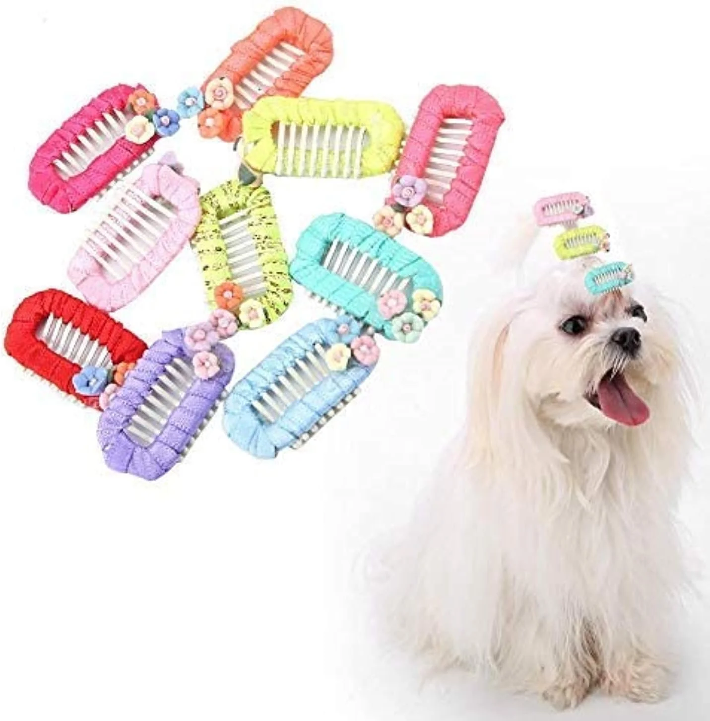 گیره موی طرح گل زیبا KASTWAVE برای سگ و گربه - 10 عدد گیره سر رنگی تصادفی برای آرایش و لوازم جانبی گیره موی طرح گل زیبا KASTWAVE برای سگ و گربه - 10 عدد گیره سر رنگی تصادفی برای آرایش و لوازم جانبی