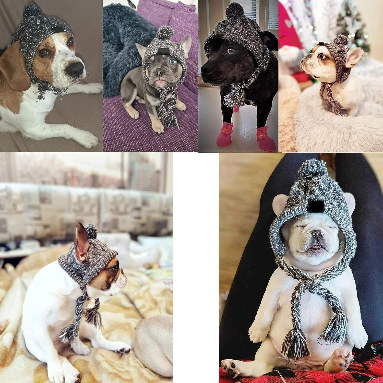 کلاه زمستانی بافتنی شیک سگ KASTWAVE، کلاه ضد باد و گرم کننده گردن برای سگ های کوچک - محافظت راحت گوش در هوای سرد