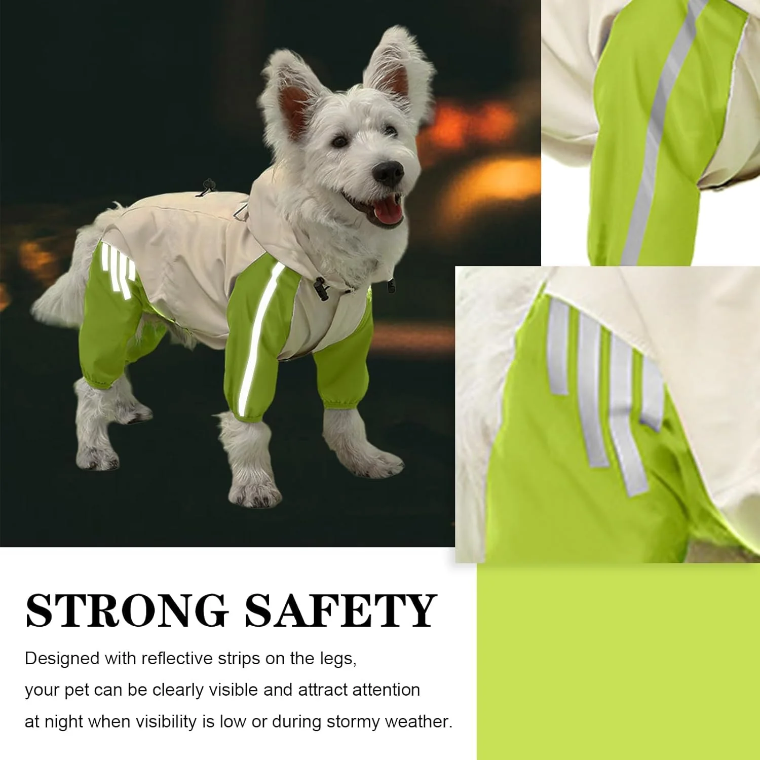 بارانی ضد آب سگ KASTWAVE به رنگ سبز - ژاکت ایمنی تنفسی و بازتابنده با بند کشی قابل تنظیم و دسترسی به قلاده برای سگ های کوچک تا متوسط، سایز L بارانی ضد آب سگ KASTWAVE به رنگ سبز - ژاکت ایمنی تنفسی و بازتابنده با بند کشی قابل تنظیم و دسترسی به قلاده برای سگ های کوچک تا متوسط، سایز L
