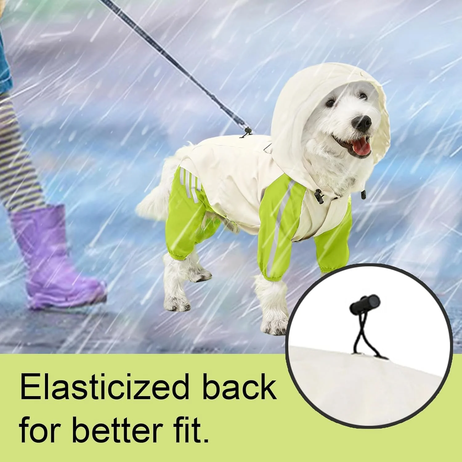 بارانی ضد آب سگ KASTWAVE به رنگ سبز - ژاکت ایمنی تنفسی و بازتابنده با بند کشی قابل تنظیم و دسترسی به قلاده برای سگ های کوچک تا متوسط، سایز L بارانی ضد آب سگ KASTWAVE به رنگ سبز - ژاکت ایمنی تنفسی و بازتابنده با بند کشی قابل تنظیم و دسترسی به قلاده برای سگ های کوچک تا متوسط، سایز L