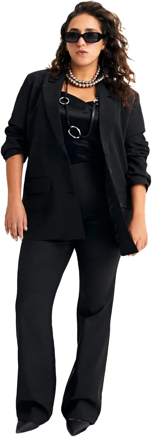 شلوار کلاسیک زنانه ال سی وایکیکی، مدل Slim Fit، راسته، رنگ مشکی جدید، سایز 50W، قد معمولی